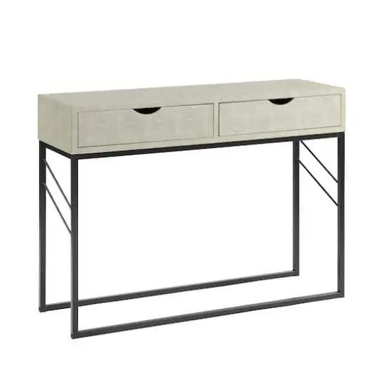 Walker Edison Off White 2-Drawer Faux Shagreen Entry Table {1}