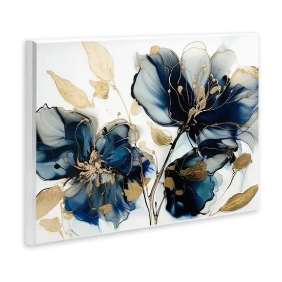 Stupell Industries Blue Swirling Modern Flowers Wall Plaque Art {4}