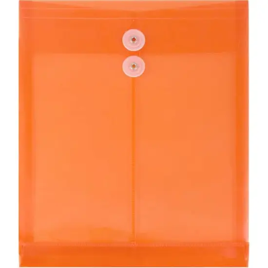 JAM Paper 9.75" x 13" Bright Orange Plastic Button String Open End Envelopes, 108ct. {3}