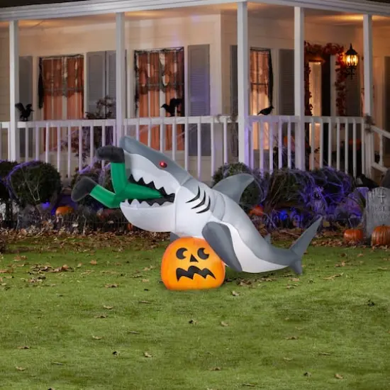 9ft. Airblown&reg; Inflatable Animated Halloween Shark Snack Scene {6}