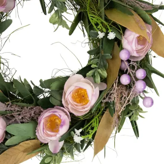 13" Purple Artificial Mixed Floral and Greenery Spring Wreath {4}