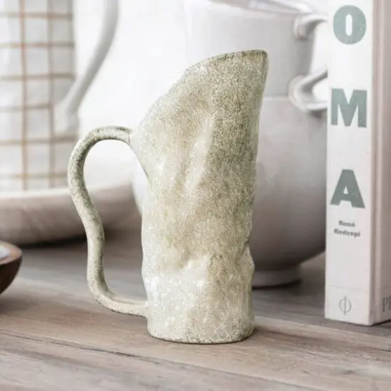 Hello Honey® 12oz. Green Reactive Glaze Organic Shaped Stoneware Pitcher {3}