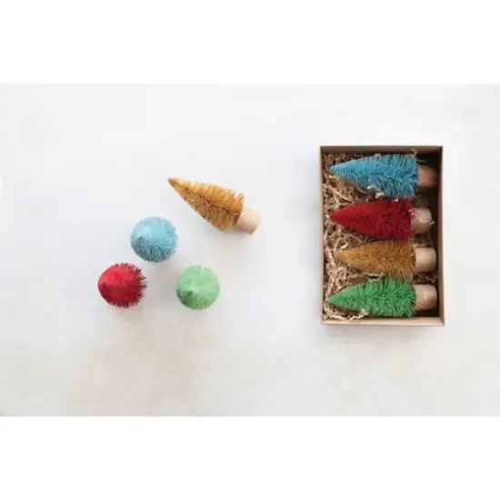 Hello Honey&reg; 5" Sisal Bottle Brush Tree with Wood Base Set {3}