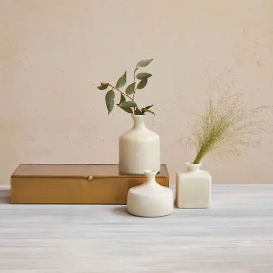 Hello Honey&reg; Cream Stoneware Vase with Reactive Glaze Set {3}