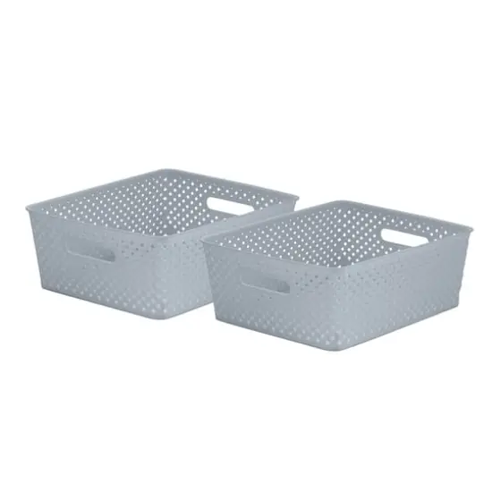 Simplify Medium Gray Wicker Storage Bin, 2ct. {1}