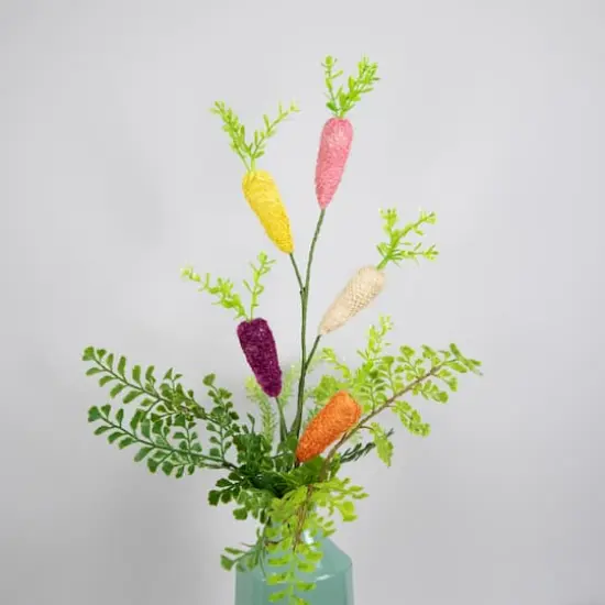 24" Multicolor Knitted Carrots Easter Spray {3}