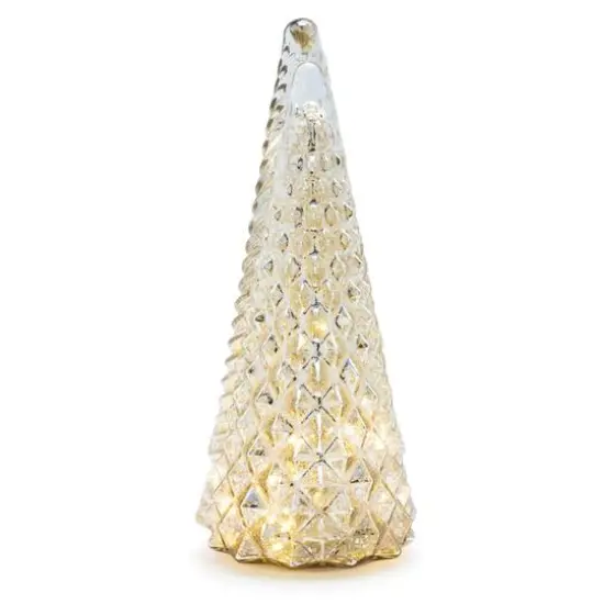 Textured Mercury Glass LED Tree Set {4}