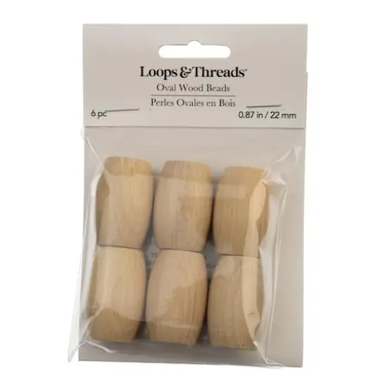 22mm Cream Oval Wood Beads, 6ct. by Loops & Threads&reg; {4}