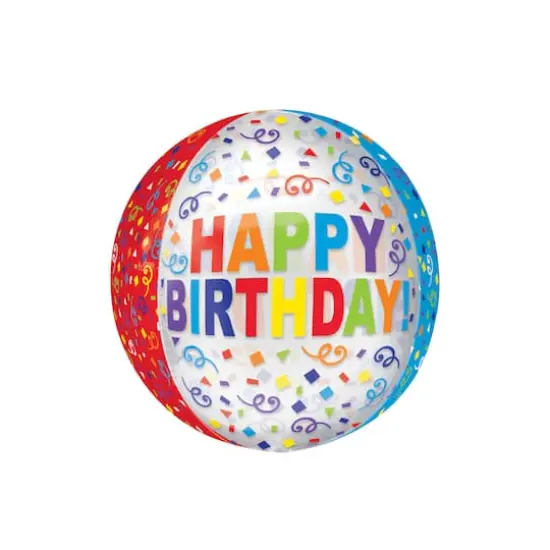 Orbz® XL™ 16" Happy Birthday Colorful Streamer Foil Balloon {1}