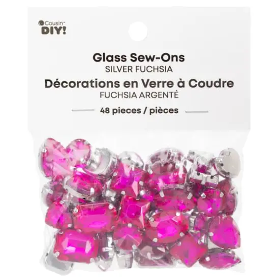 CousinDIY Silver Fuchsia Glass Sew-On Rhinestones, 48ct. {1}