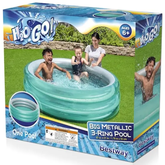 Bestway H2OGO! Big Metallic 3-Ring Inflatable Play Pool {3}