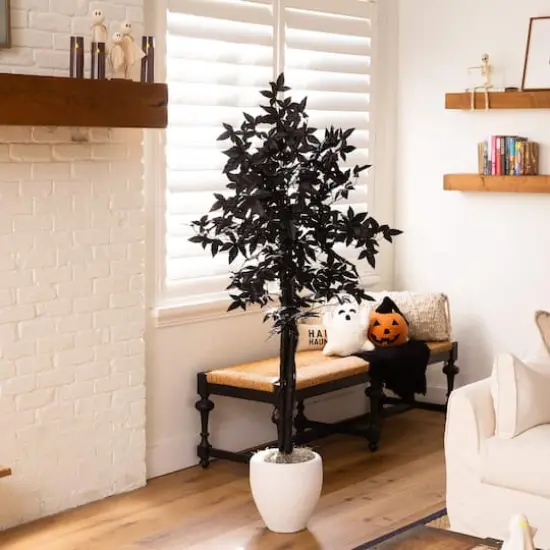 5ft. Artificial Halloween Black Maple Tree with Natural Trunk {8}