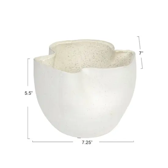 Hello Honey&reg; 7.25" White Sand Finish Ruffled Stoneware Planter {8}