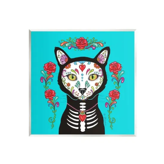 Stupell Industries Day of the Dead Cat Portrait Wall Plaque Art {1}