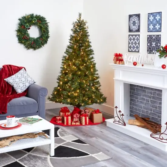 6ft. Pre-Lit Mount Hood Spruce Artificial Christmas Tree, Warm White LED Lights {9}