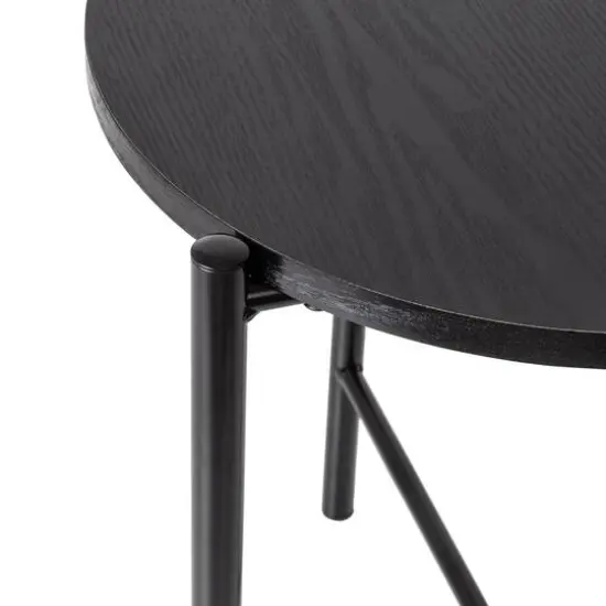 Honey Can Do 18" Black Round Side Table with T-Pattern Base {7}