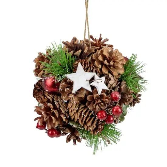 6" Pine Cones, Stars & Balls Ornament {1}
