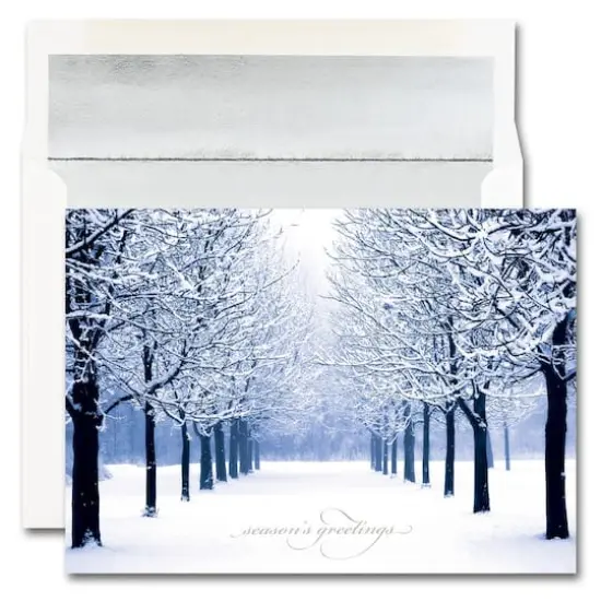 JAM Paper 5.625" x 7.875" Blue Tree Scene Christmas Card Set, 25ct. {1}