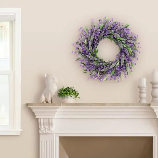 24" Artificial Lavender Spring Wreath {3}