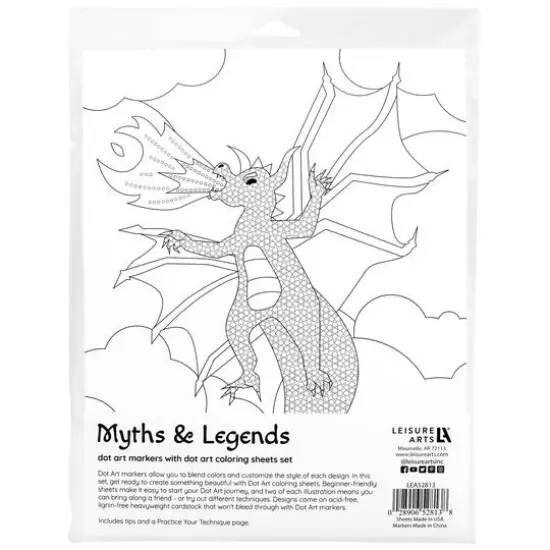 Leisure Arts&reg; Dot Art Markers Myth and Legend Coloring Sheets Set {3}