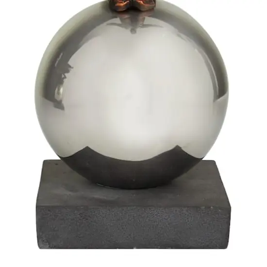 Bronze People Sculpture with Silver Ball Stand Set {4}