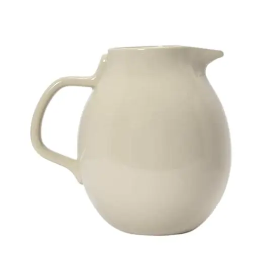 Hello Honey&reg; 3qt. Cream & Green Olive Branch Design Debossed Stoneware Pitcher {4}