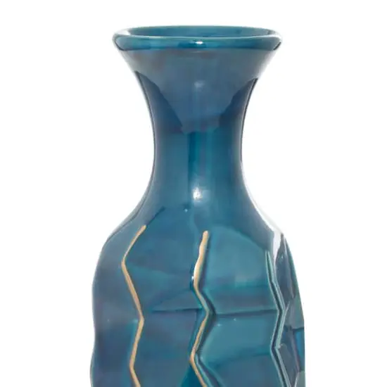 Tall Blue Stoneware Modern Vase {5}