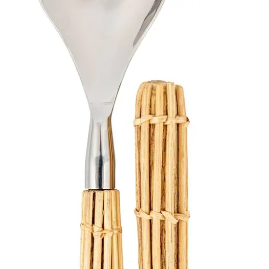 Hello Honey&reg; Stainless Steel Salad Server Set with Rattan Wrapped Handles {4}