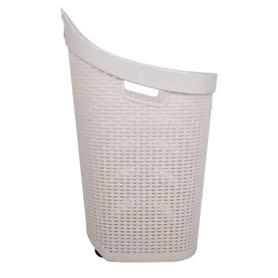 Mind Reader 60L Wheeled Hamper with Cutout Handle Ivory {7}