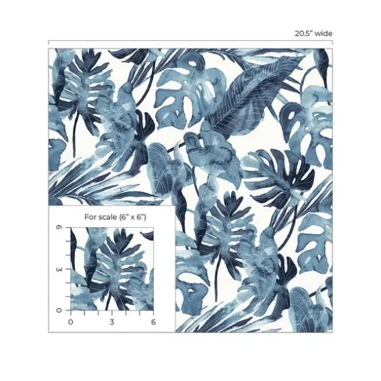 Tommy Bahama Falling Fronds Peel & Stick Wallpaper Lapis {6}