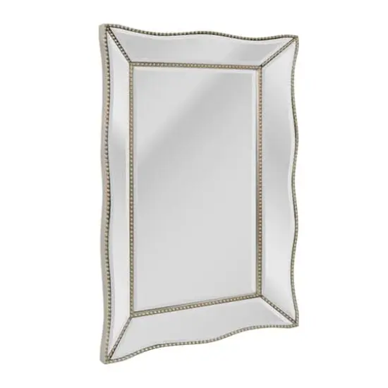Head West Champagne Silver 24" x 36" Beaded Glass Scalloped Beveled Accent Vanity Mirror {1}