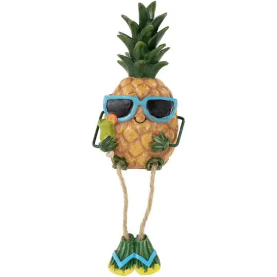 10" Tropical Boy Pineapple with Cocktail and Dangling Legs {1}
