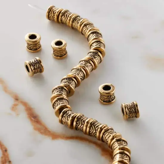 Antique Gold Metal Large Hole Tube Bead, 7.5mm by Bead Landing&trade; {3}