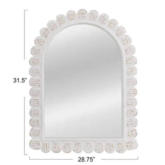 Hello Honey® 31.5" White Arched Raised Scallop Pattern Wall Mirror {7}