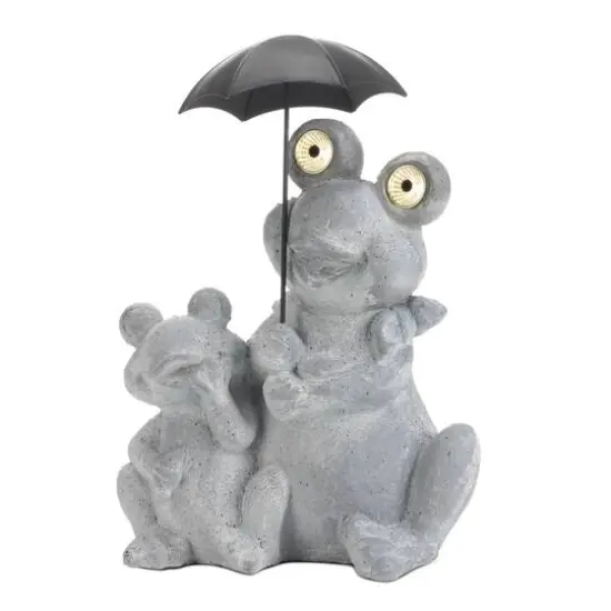 16" Solar Frogs Under Umbrella Decoration {3}