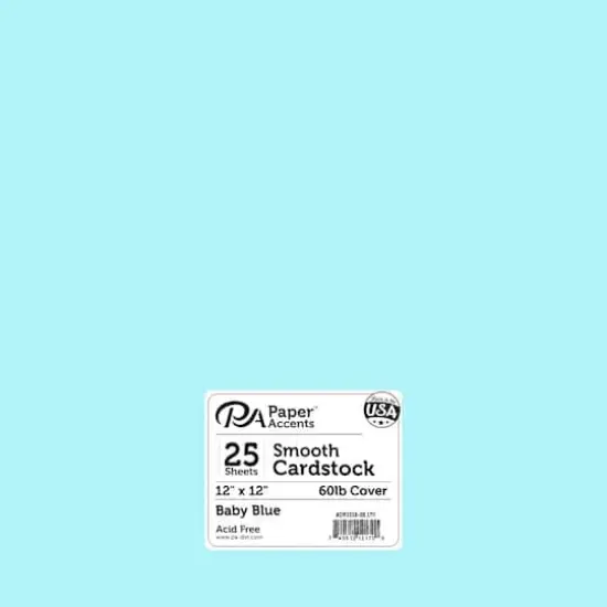 PA Paper&trade; Accents 12" x 12" 65lb. Smooth Cardstock, 25 Sheets Baby Blue {1}