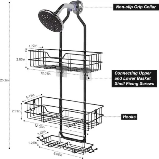 Over Head Shower Caddy Basket with Hook {6}