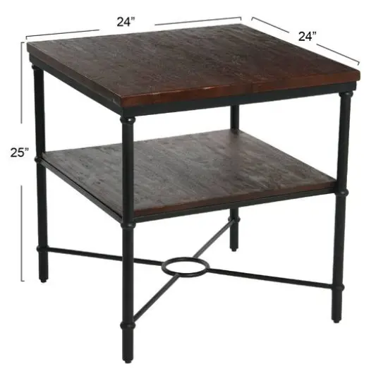 Hello Honey&reg; 24" Saratoga Rustic Wood & Metal End Table Dark Chestnut {8}