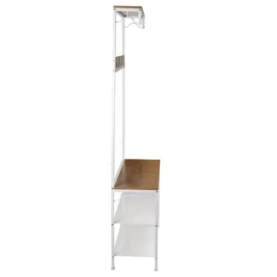 Honey Can Do White/Natural Coat Rack Bench {10}