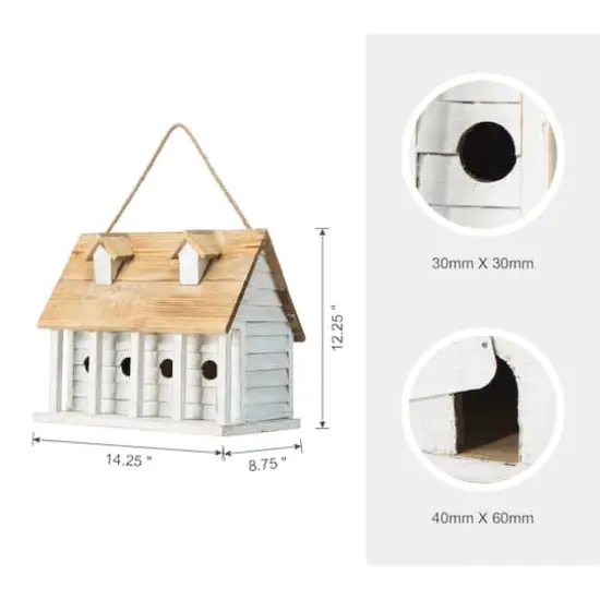 Glitzhome&reg; 14.25" Retro White Distressed Cottage Birdhouse {8}