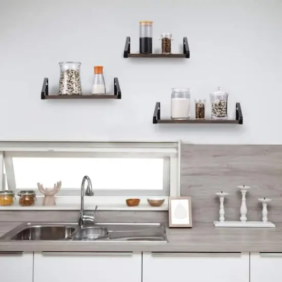 Rustic Wood Floating Wall Shelves Set {7}