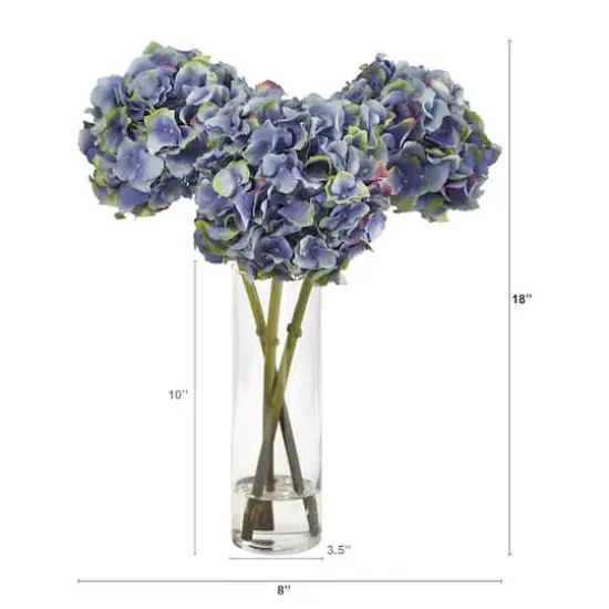 18" Blue Hydrangea in Glass Vase {3}