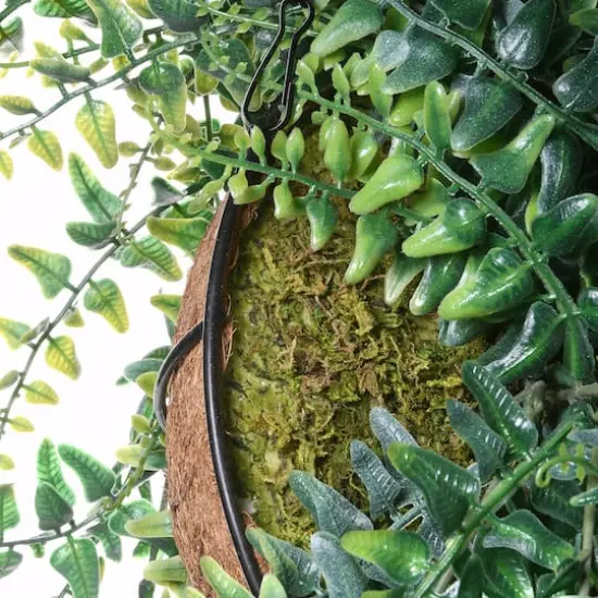 21" Fern Leaves Hanging Basket {6}