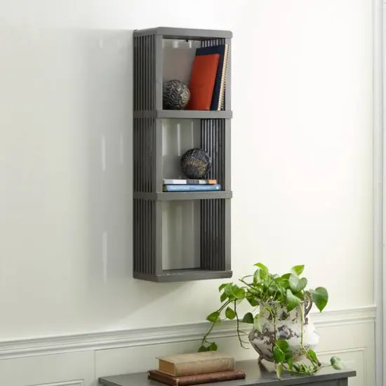 Gray Wood Contemporary Wall Shelf, 34" x 12" x 7" {9}