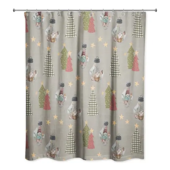 Gray Tree and Globe Pattern Shower Curtain {1}