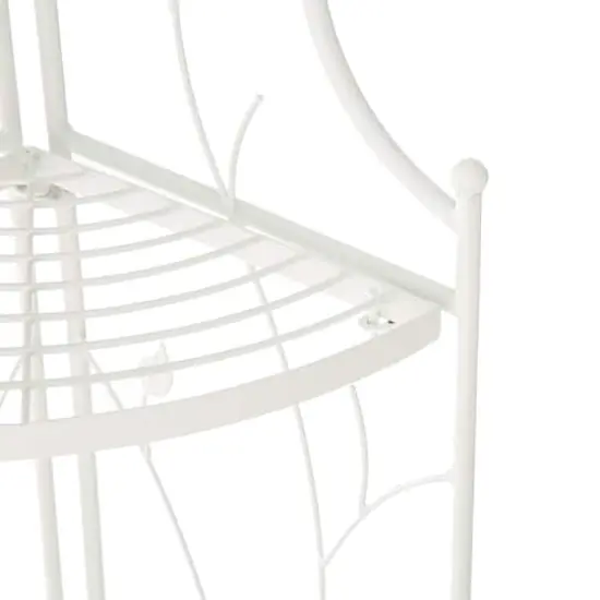 Glitzhome&reg; 3-Tiered Metal Corner Shelf Planter Stand White {8}