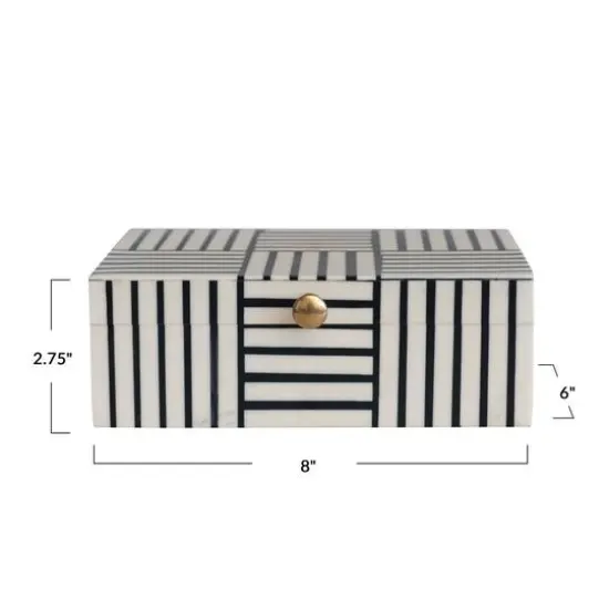 Hello Honey&reg; 3" Modern Black & White Striped Box with Gold Clasp {2}