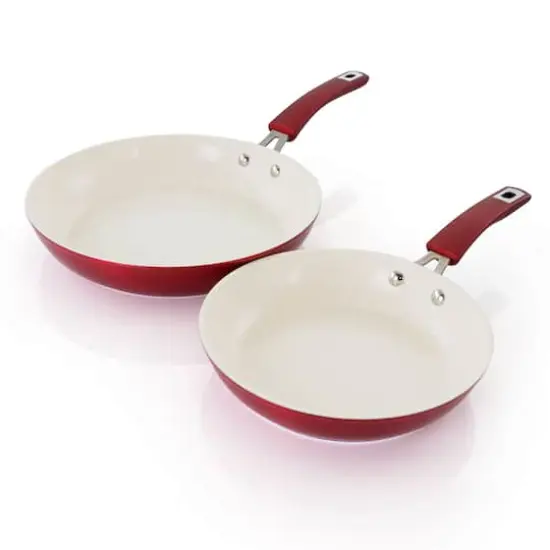 Kenmore&reg; Arlington 2-Piece Metallic Red Aluminum Ceramic Coated Nonstick Frying Pan Set {8}