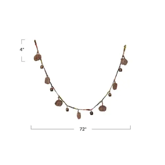 Hello Honey&reg; 6ft. Decorative Hand-Woven M&eacute;lange Fabric Pumpkin & Metal Bell Garland {6}