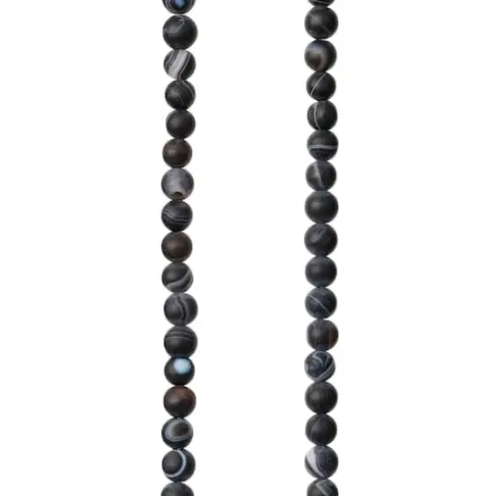 Black Matte Striped Agate Round Beads, 4mm by Bead Landing&trade; {1}